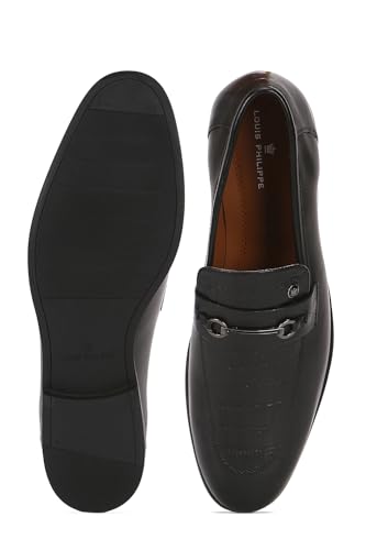 Image of Louis Philippe Men Premium Leather Breathable Lining Material Anti Slip with Heel TPR Sole Formal Slip-on Shoes