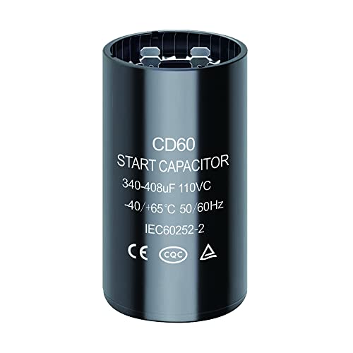 340-408 uf/MFD 110-125 VAC Round Start Capacitor ±20% 50/60 Hz CD60 Round Motor Well Pump Start Capacitor (340-408 uf/MFD)