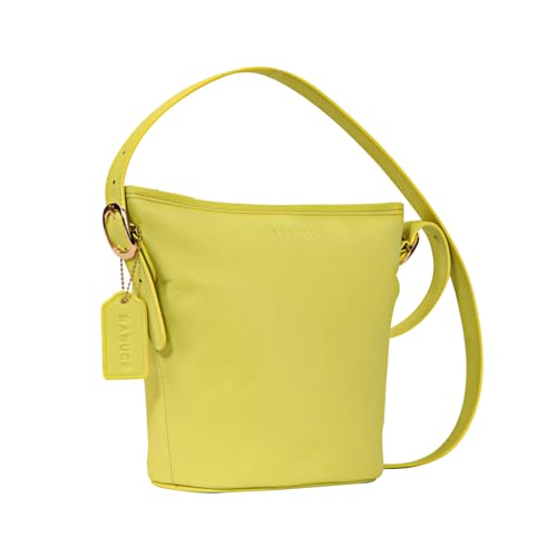 Image of Banuce Fashion Small Leather Crossbody Shoulder Bag for Women Lightweight Satchel Purse and Hobo Handbags Yellow