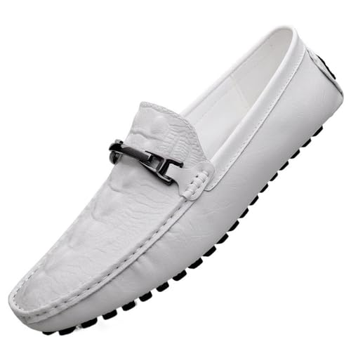 Men's Loafers Faux Crocodile Print Leather Flat Heel Lightweight Slip Resistant Anti-Slip Flexible Driving Slip-on