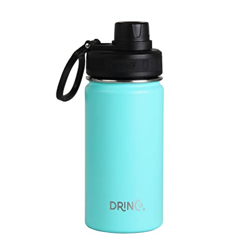 Image of Drinco Stainless Steel Water Bottle Spout Lid Vacuum Insulated Double Wall Water Bottle Wide Mouth Leak Proof Keep Cold Sport Camping Hiking (14oz Teal)