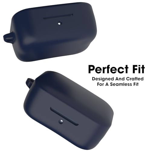 Sounce Earphone Case Cover for Boat Airdopes 800 TWS Soft Silicone Skin Case Cover Shock Absorbing Protective Case with Keychain [Front LED Visible] - Blue