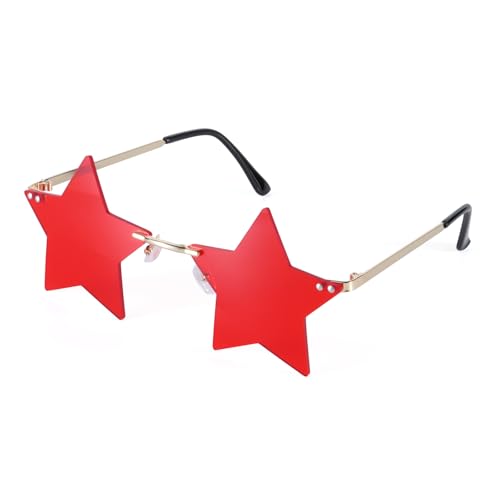 Rimless Star Sunglasses Colorful Sunglass for Women Pentagram Sunglasses Halloween Party Favor Star Glasses
