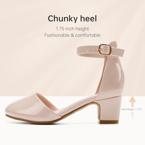 Image of LAURMOSA Girls Dress Shoes Closed Toe Pumps High Heels for Little Big Kid