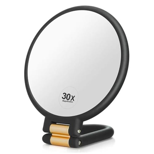 Espejo de aumento 30X con mango rotatorio 360° negro y dorado miniatura 1