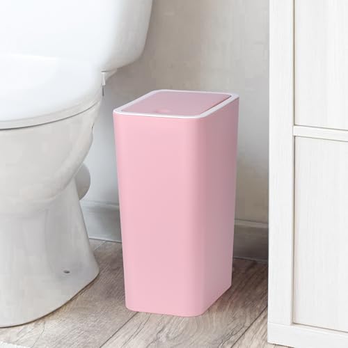 Image of Eleckey Small Trash Can with Lid(Pink) - 2 Pack