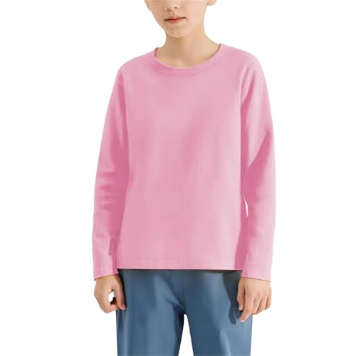 Girls Long Sleeve Oversized Shirts Plain Crewneck Cotton Soft Shirts Lightweight Fall Winter Solid Preppy Tee Tops2