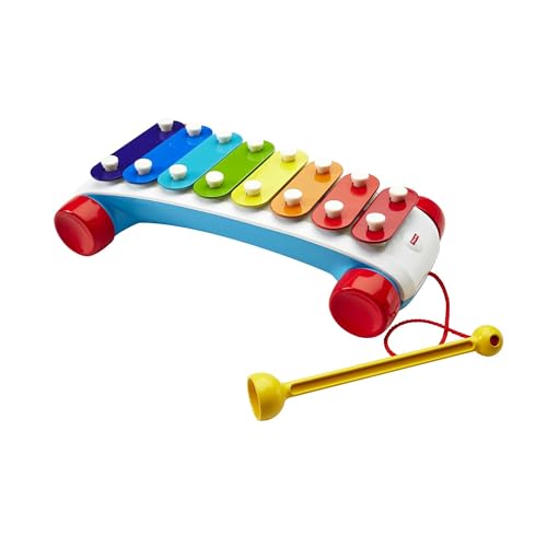 Image of Fisher-Price Toddler Pull Toy, Classic Xylophone Pretend Musical Instrument with Mallet for Preschool Kids Ages 18+ Months