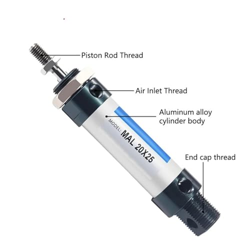 Cilindro de aire comprimido con doble efecto MAL mini de 25mm para control bidireccional 3