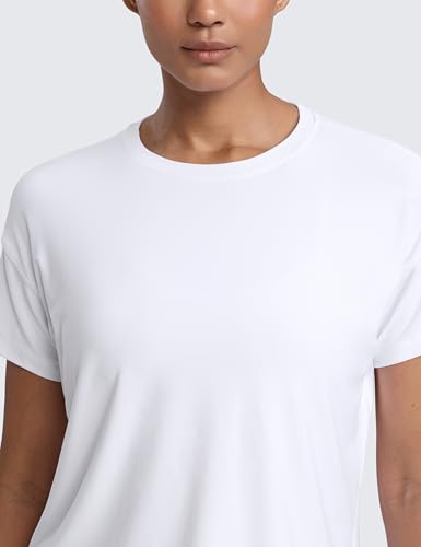 CRZ YOGA Cloudweight High Neck Workout Tops for Women Basic Athletic Lightweight Short Sleeve Shirts Loose Running T-Shirt4