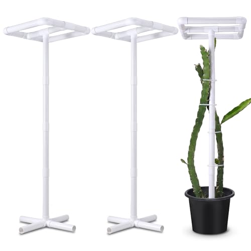 Vicenpal 2 Pcs Dragon Fruit Trellis 14x14x50 Cactus Trellis PVC Plant Support for Climbing Plants in Outdoor Gardens Climbing Plant Support Frame Easy Assembly Weatherproof for Vertical Garden