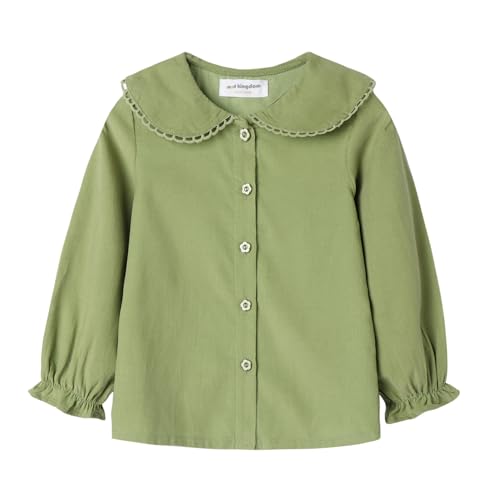 Image of Mud Kingdom Little Girls Corduroy Shirt Button Down Long Sleeve Lace Collar