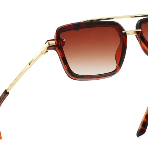 Image of Xpectrum Retro Square Aviator Sunglasses for Men Women Vintage 70s Disco Gangster Style Rectangle Glasses