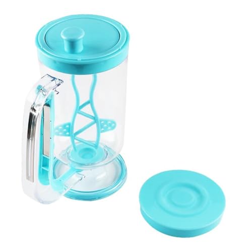 OFFSCH Handheld Pancake Dispenser Food Grade Plastic Cup with Measuring Label Includes Two Lids for Mixing and Leak Dispensing for Cupcakes Waffles and Muffins