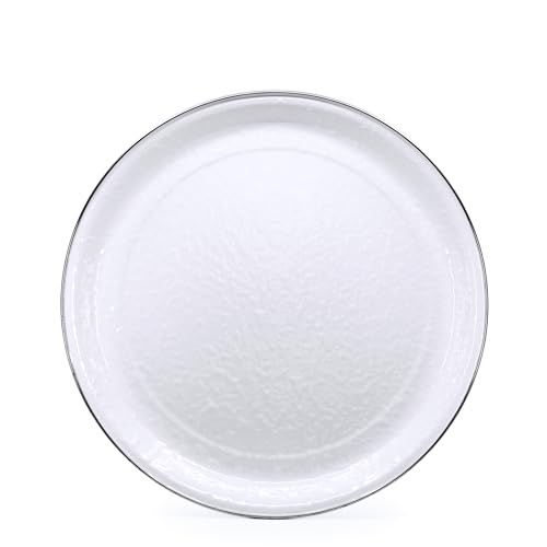Golden Rabbit Enamelware Medium Tray, 15.5 inch, Solid White Textured