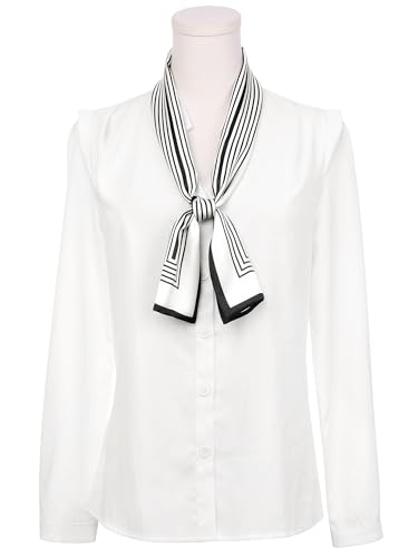 Women Striped Contrast Color Scarf, Satin Skinny Long Hair Ribbon Handbag Handle Wrap Neck Tie Scarves Neckerchief2