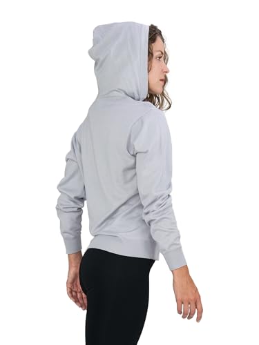 Image of Body Wrappers Lightweight Vegan Cashmere Hooded Shirt - Womens (Grey, L)