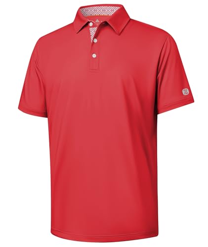 Image of ZITY Golf Shirts for Men Short Sleeve Moisture Wicking Solid Performance Designed Print Collared Casual Polo Shirt