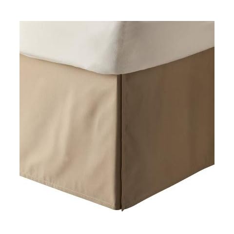 Luxury Queen Sized Bed Skirt - in 100% Egyptian Cotton Fabric (Taupe, Queen), Split Corner Bed Skirt Cover
