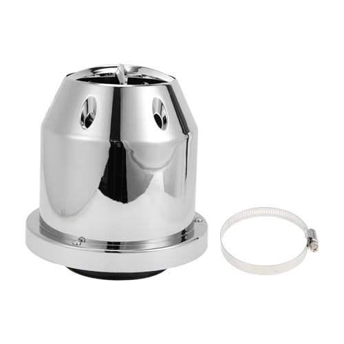 TUCKBOLD Engine Air Filter 76mm High Flow Bullet Clamp-On Cold Air Intake Filter Closed-Top Cool Air Filter Cleaner 1 Clamp Silver Tone for Car