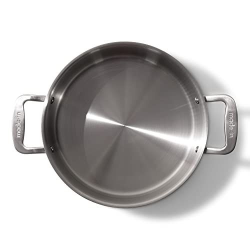 Made In Cookware - 4 Quart Stainless Steel Rondeau Pot W/Lid - 5 Ply Stainless Clad - Professional Cookware - Made In Italy - Induction Compatible #TOP6