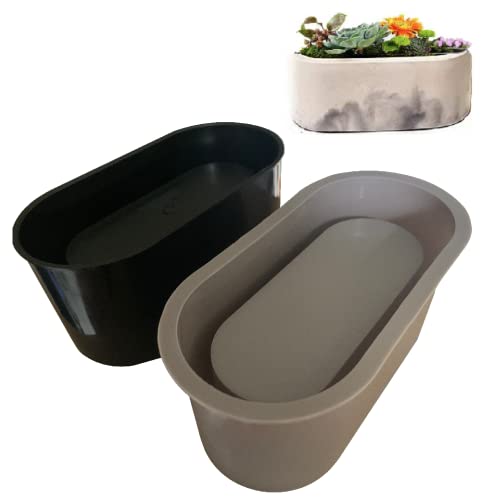 Reusable Oval Silicone Planter Mold, Oval Shape Planter Pot, Silicone Model for Concrete Flower Pots, DIY Succulent Plant Cement, Candle Jar Mold