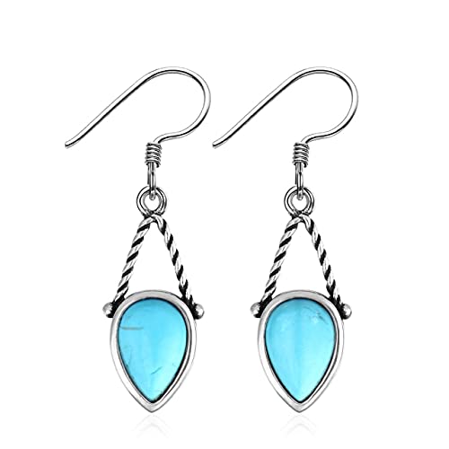 Boucles d'oreilles pendantes en argent 925 et pierre de lune de forme goutte d'eau
