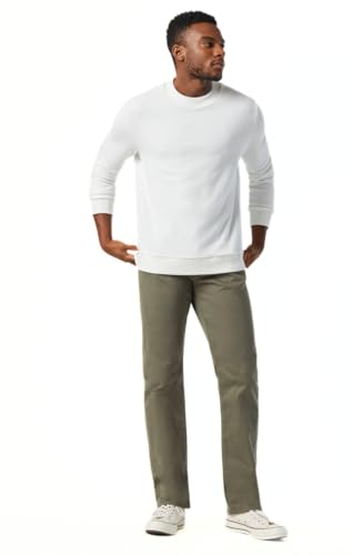 Mavi Zach Men's Straight Leg Pants, Regular Rise Twill Pants for Men, Dusty Olive Twill, Khaki Green Work Pants, 36 x 30
