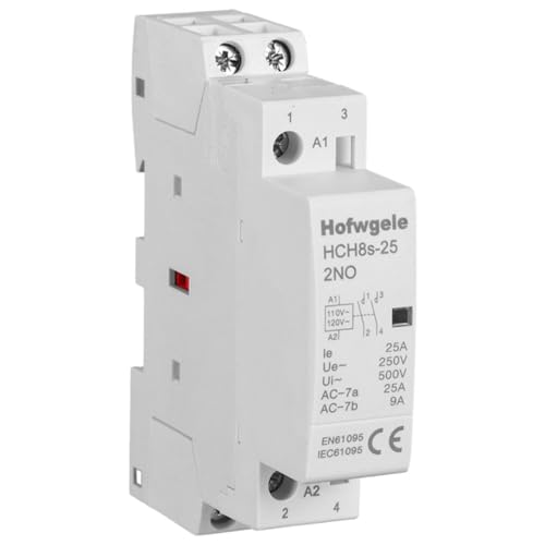 Hofwgele HCH8s-25 AC Contactor 25A 2P 110V 120V 2 Pole Universal Circuit Control DIN Rail Mount