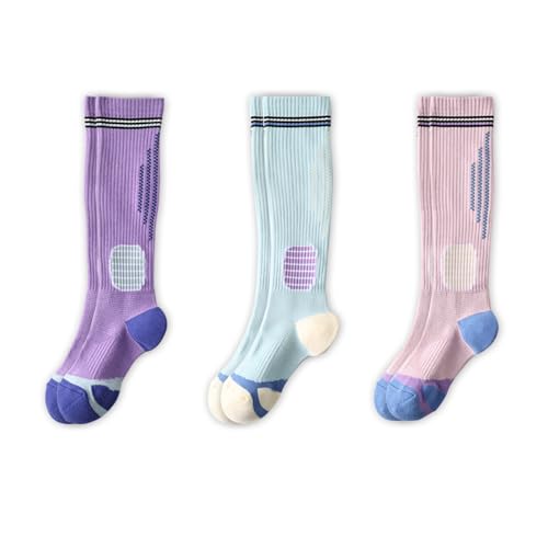 Cotton Compression Socks for Women 3 Pairs 15-20mmHg, Knee High Support Circulation Socks for Nurses...