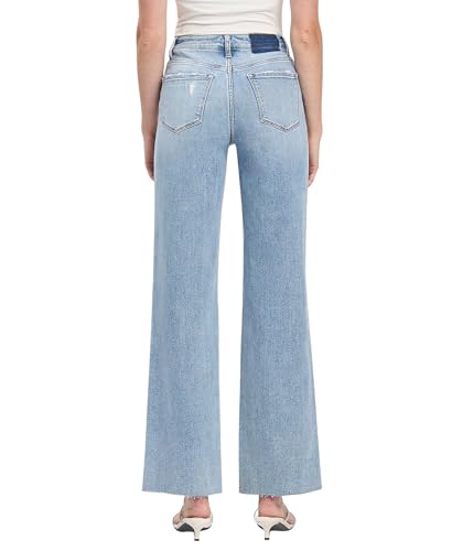 VERVET Women's Olivia High Rise Raw Hem Wide Leg Jeans3