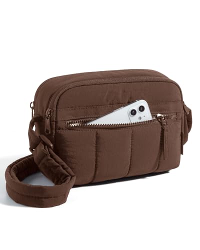 Image of BAGSMART Cross Body Purse, Mini Crossbody Bags for Women Travel Purse, Puffy Shoulder Handbag Wallet with RFID Blocking Slots, Dark Brown