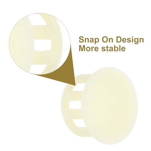 Image of MECCANIXITY 64PCS 16mm(5 /8 inch) Cream White Plastic Hole Plugs, Flush Type Panel Hole Plugs Insert End Caps for Locking Hole Tubes Furniture Cabinet