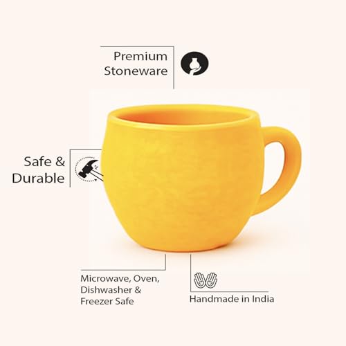 Image of D'Maiolica Yellow Kuliya Shape Tea Cups Set of 12 Microwave and Dishwasher Safe, Ceramic Small Tea /Chai /Coffee Cups Perfect for Every Occasion Capacity - 110 ml Each (Yellow, Pack of 12, Small)