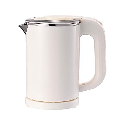 BonNoces Portable Electric Kettle - 0.5L Small Stainless Steel Travel Kettle - Quiet Fast Boil & Cool Touch - Perfect for Traveling Boiling Water, Coffee, Tea (White) Cover