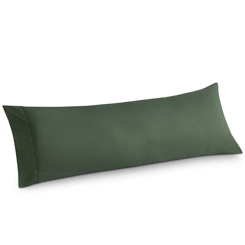 Bedsure Body Pillow Case Cover - Olive Green Brushed Microfiber Long Pillow Cases, Ultra Soft and Cozy Body Pillowcase with Envelope Closure, Wrinkle, Fade and Stain Resistant, 1 Pack, 20x54 Inches