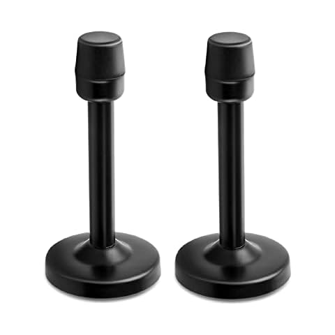 TOKPLNU Door Stopper, 4 Inch Wall Mounted Door Stop, Heavy Duty Stainless Steel Black Door Stops Wall Protector with Rubber Tip Bumper, Long Door Stoppers for Skirtings, Patio, Outdoor Cover