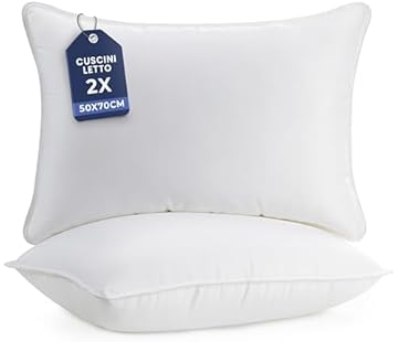 Utopia Bedding Cuscini Letto (Set di 2), 50 x 70 cm Guanciali Letto Coppia, 3D Fibra di Poliestere (Bianco)