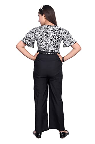 Image of Girls Flared Sleeves Printed Jumpsuit-66
