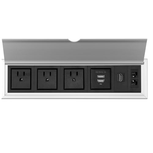 La Mejor Lista de Salas de conferencia del mes. 46 MiLuWuHu Enchufe Escritorio, Regleta Empotrada con 8 Múltiples Contactos, Toma Oculta, Tira de Alimentación Desplegable, HDMI Net 3 AC y 2 USB para Oficina Dormitorio Mesa y Sala...