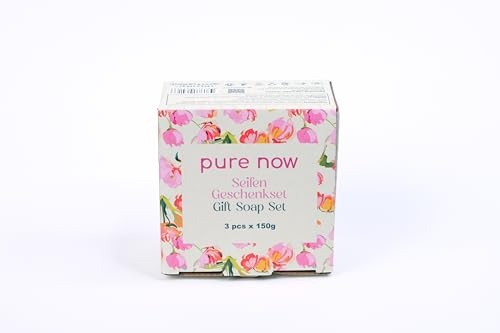 Pure Now Lot de 3 savons naturels de 150 g avec orchidées, jasmin, lavande végétalienne