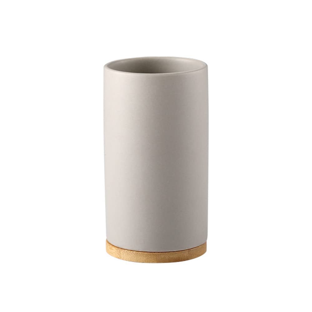 Onepine Grey Cup 400Ml Ceramic Toothbrush Cup Tumbler, Bathroom Cup Toothbrush Holder For Toothbrush And Toothpaste