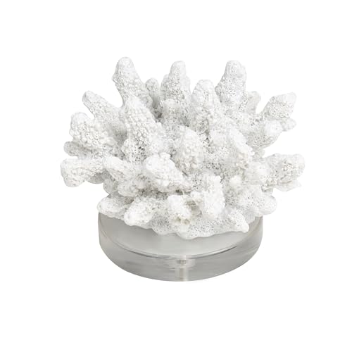 Escultura Decorativa de Coral Blanco Polystone 6" x 5" x 4" miniatura 1