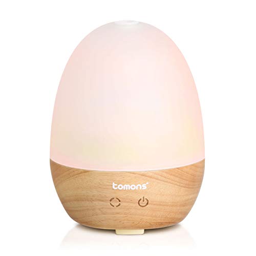 Tomons Nature Wood Essential Oil Diffuser, Aroma Diffuser Ultrasound Cool Mist Air Humidifier with Waterless Auto Shut-off, 3 Mist Modes and 6 Colors LED Lighting, 100 Milliliter