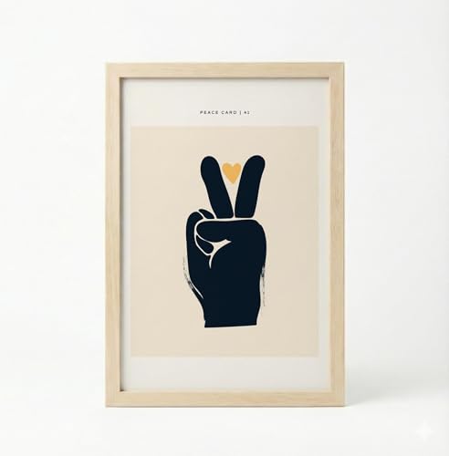 Image of BLINKART Peace Hand Aesthetic Modern Art Walls With Frame | Natural Wood Texture | Living Room Bedroom Office Wall Decoration | Poster Home Decor Frames Wall Bedroom | 12x8 Inches (D67)