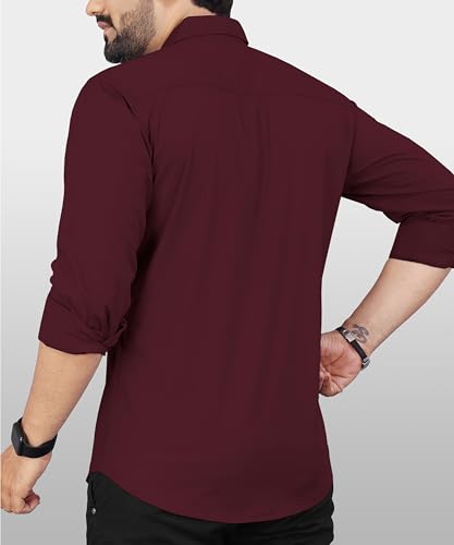 Image of Men's Cotton Full Sleeve Shirt | Regular Fit Casual & Formal Wear with Patch Pocket
