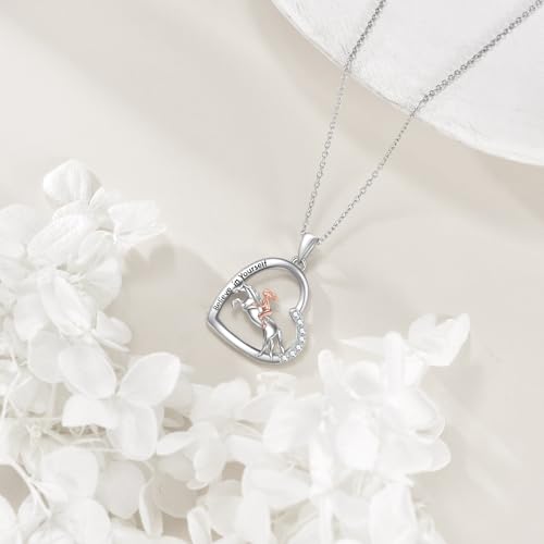 Animal Necklace 925 Sterling Silver Panda/Koala/Horse/Fox/Squirrel/Giraffe/Dachshund Heart pendant Necklace Animal Jewelry Gift for Women Animal Lovers4