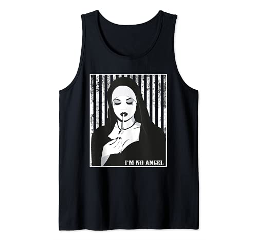 Occult Nun - I'am No Angel - Gothic, Satanic, Demonic, Dark Tank Top, Black