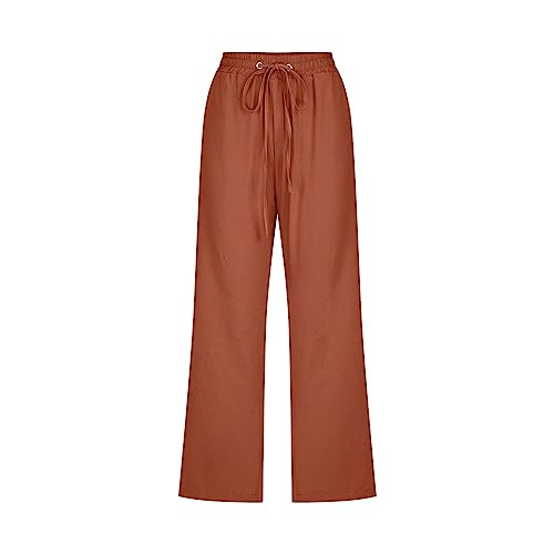 Capri Pants for Women Knee Length Summer High Waisted Straight Leg Linen Pants Loose Fit Casual Vacation Outfits w/Pockets3