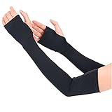 MINILUJIA Non-slip Cooling Fabric High Elasticity Breathable Arm Sleeves UV Sun Protection For Women Outdoor Sports (black, S)
